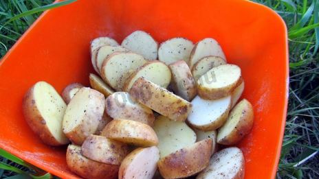 шашлык с салом и картошкой