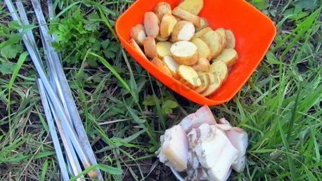 шашлык с салом и картошкой