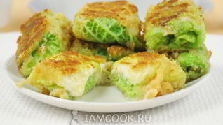 Шницель из савойской капусты с сырной начинкой
