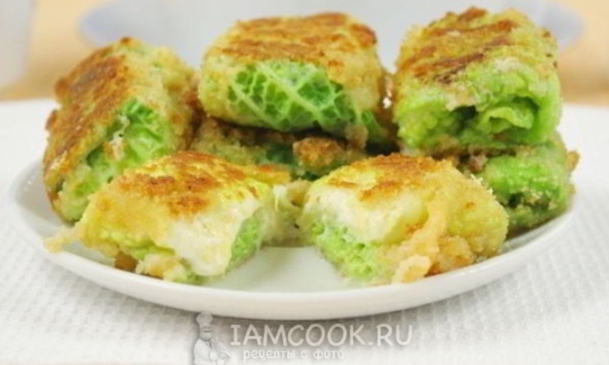 Рецепт шницель из савойской капусты с сырной начинкой