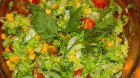 шницель по-венециански с легким салатиком из кукурузы