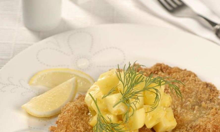 Рецепт свиной шницель с яблочным соусом