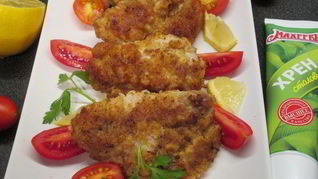 Венский шницель в кляре с хреном по-русски