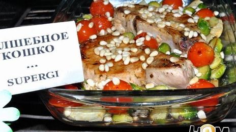 стейк с брюссельской капустой и сельдереем