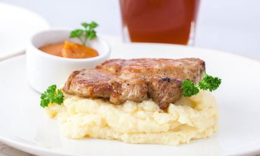 Рецепт стейк с фруктовым чатни и пюре