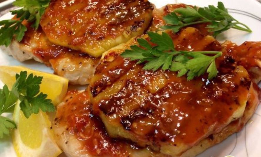 Рецепт свиной стейк-гриль с ананасом