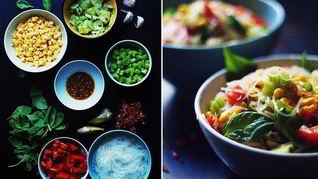 Стеклянная лапша с имбирным соусом