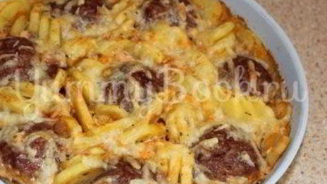 тефтели запеченные с картофелем