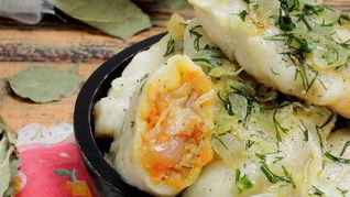 Постные вареники с капустой