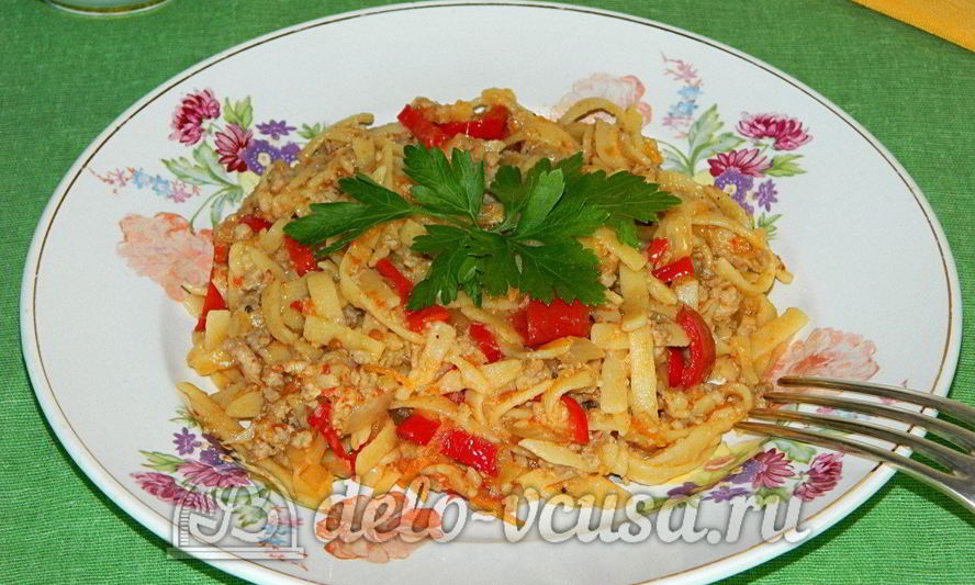 Рецепт яичная лапша с мясом и овощами