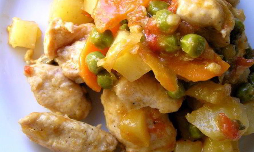 Рецепт быстрое жаркое из курицы с овощами