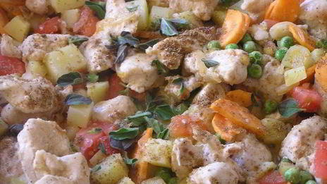 быстрое жаркое из курицы с овощами