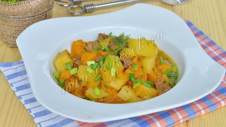 домашнее жаркое на пиве с тыквой в мультиварке