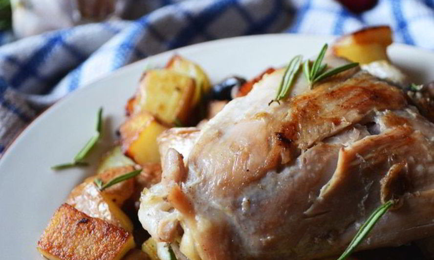 Рецепт куриное жаркое с грибами, картофелем и розмарином