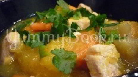 легкое жаркое с тыквой и индейкой