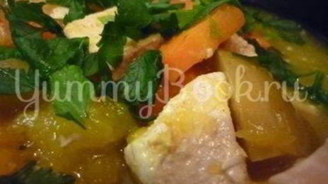 легкое жаркое с тыквой и индейкой