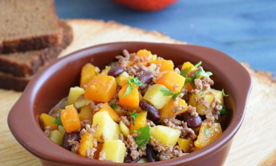 Рецепт тыквенное жаркое с фаршем и фасолью