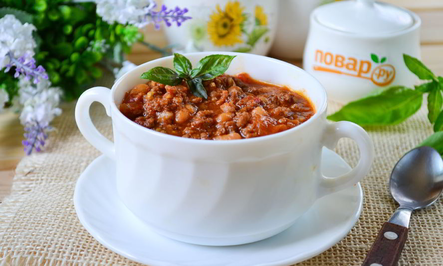 Рецепт жаркое из говяжьего фарша, помидоров и фасоли