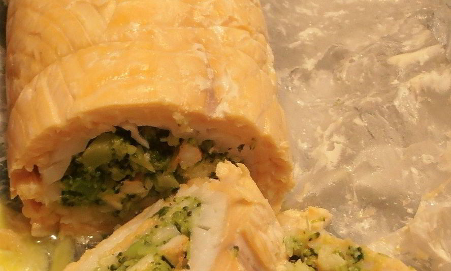 Рецепт жаркое из лосося и баккала с начинкой из красных креветок