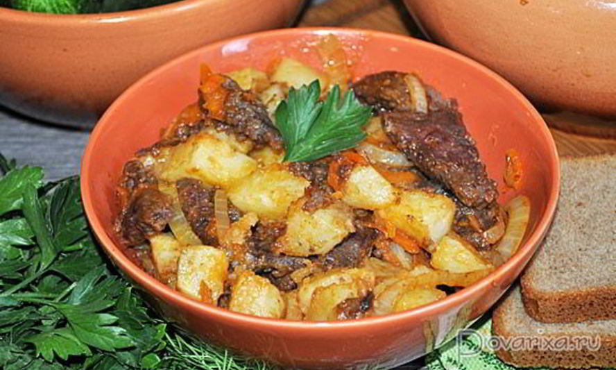 Рецепт жаркое из печени в горшочках