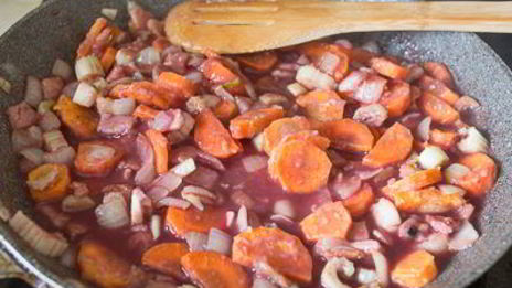 жаркое из свиного сердца с брюссельской капустой