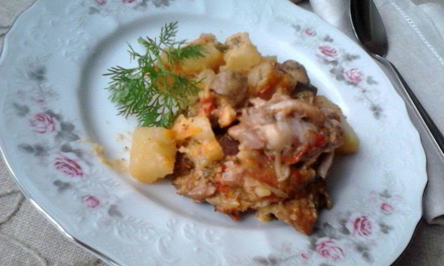 Рецепт жаркое с курицей и грибами в горшочке