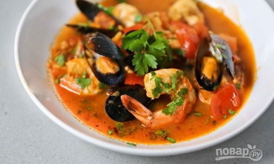 Рецепт жаркое с рыбой и морепродуктами в томатном соусе