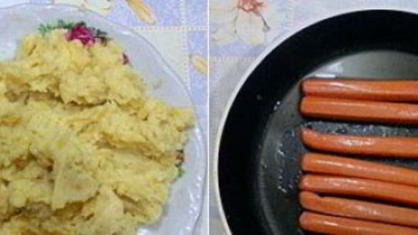 картофельные зразы с сосиской