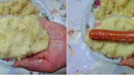 картофельные зразы с сосиской