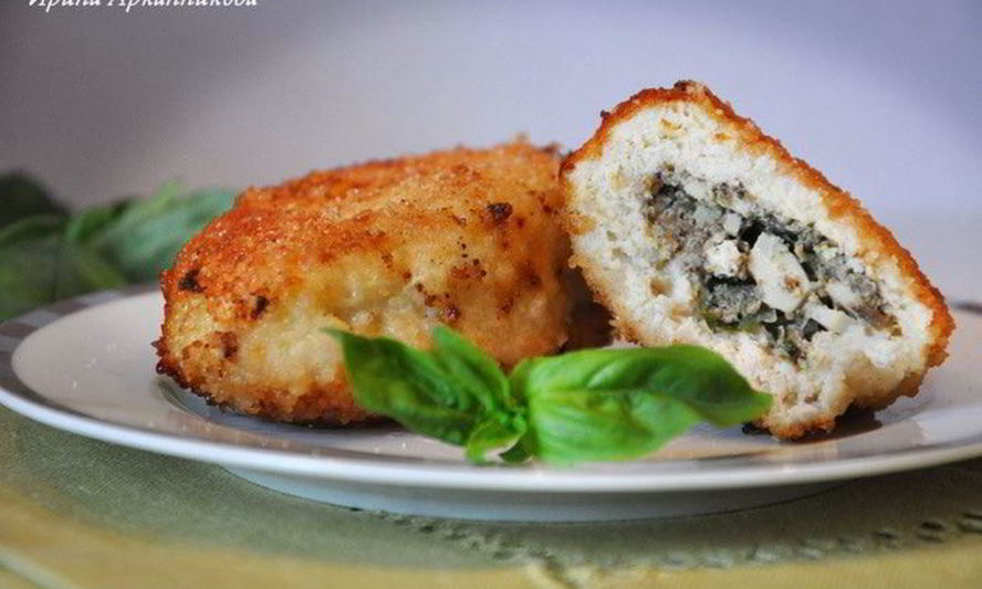 Рецепт куриные зразы с грибами и базиликом