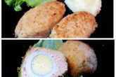 Куриные зразы с яйцом и луком и Шотландское яйцо