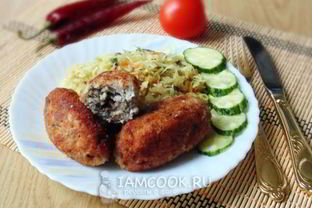 Рыбные зразы с грибами и сыром