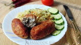 Рыбные зразы с грибами и сыром