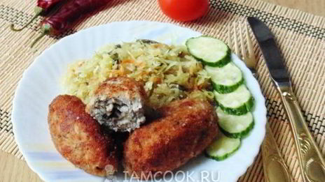 рыбные зразы с грибами и сыром