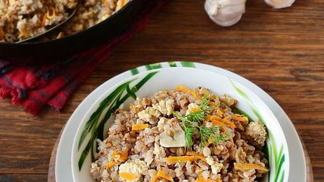 гречка с куриным фаршем