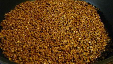 гречка с куриными сердечками