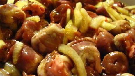 гречка с куриными сердечками