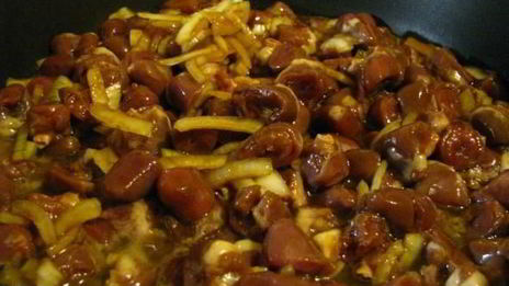 гречка с куриными сердечками