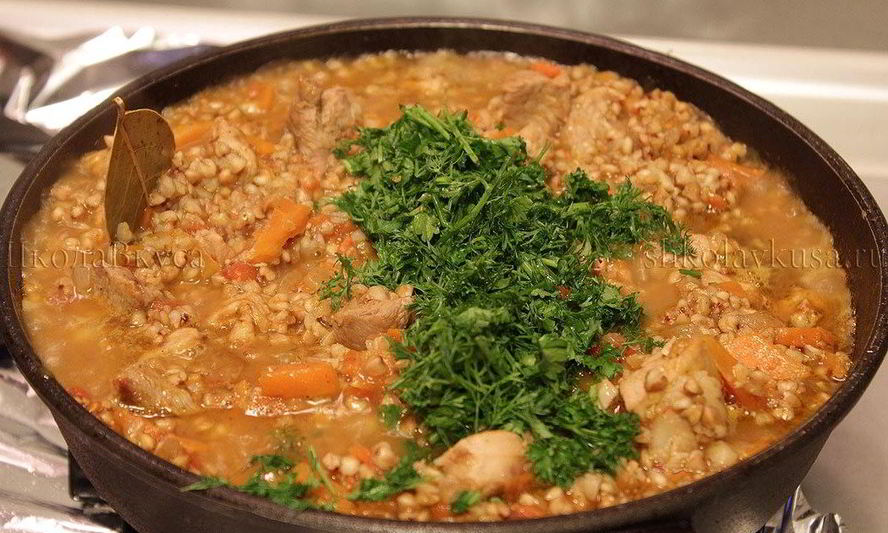 Рецепт гречка с мясом и томатами по-купечески