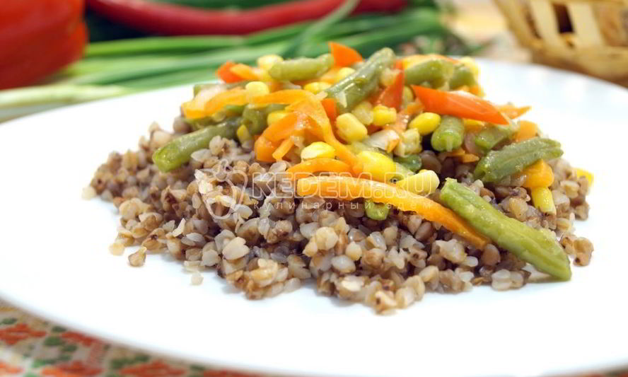 Рецепт гречка с овощами и фасолью