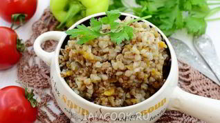 Гречка со свиным фаршем в мультиварке