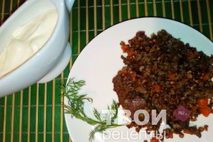 Гречка в казане с печенью