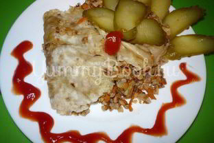 Гречневая каша c мясом в лаваше из мультиварки