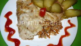 Гречневая каша c мясом в лаваше из мультиварки