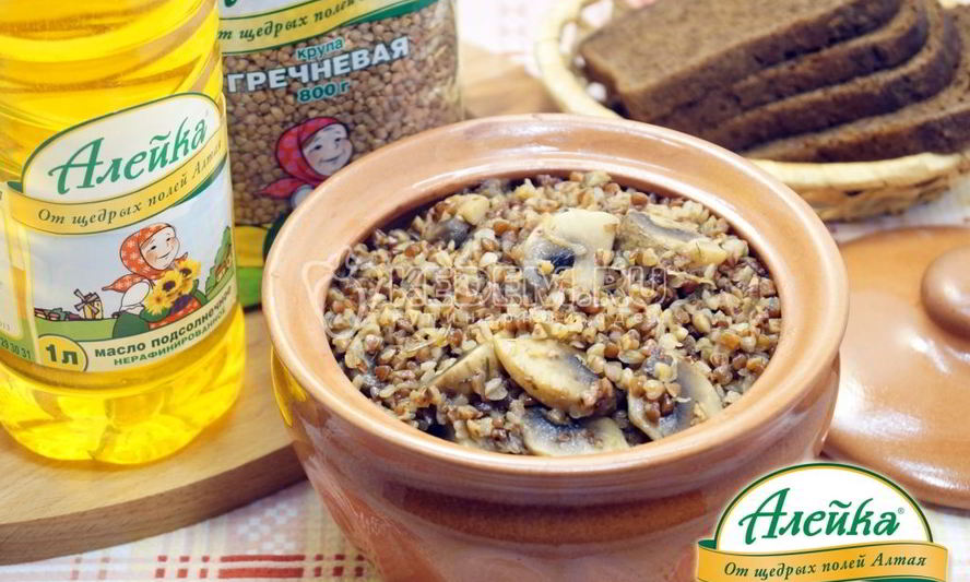 Рецепт постная гречка с грибами в горшочке