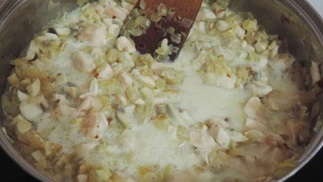 сливочная гречка с грибами и курицей