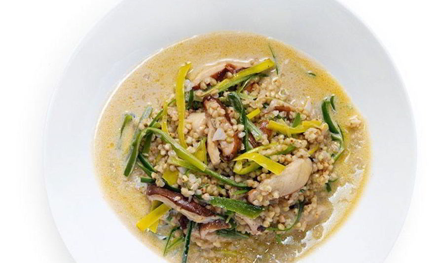 Рецепт зеленая гречка с грибами и пореем