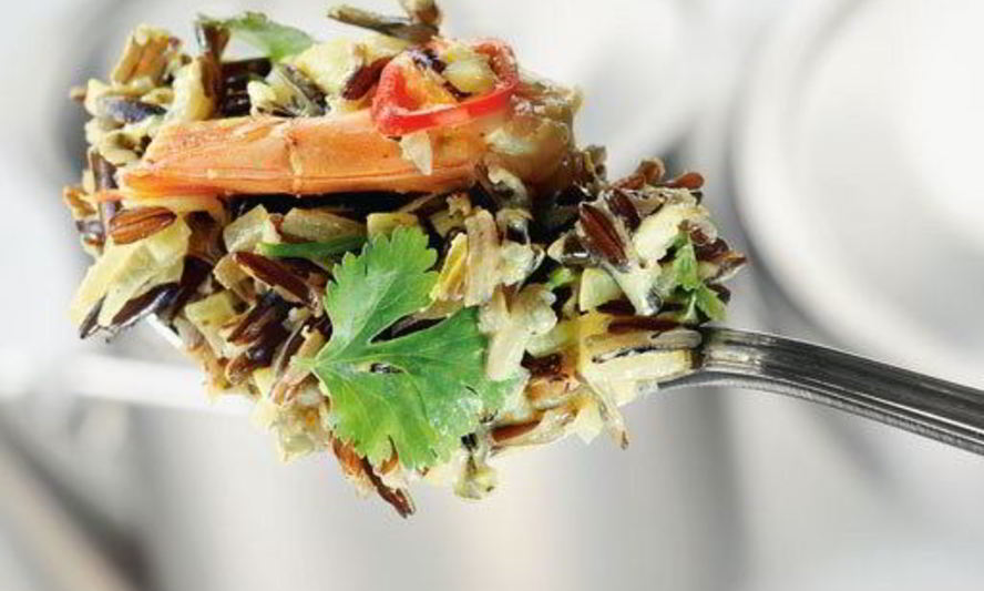 Рецепт каша карри из дикого риса с креветками