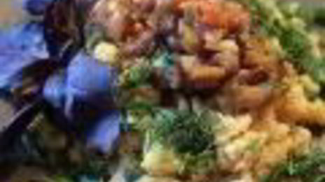 гороховая каша с баклажанами