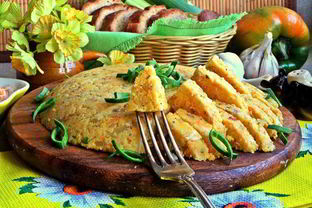 Полента с беконом и овощами